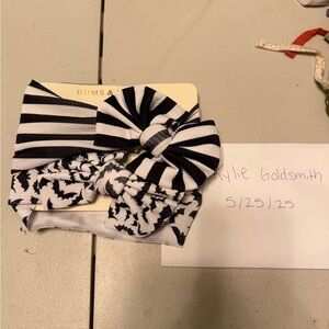 Bums and Roses Biggie Bow Set - Halloween Bats Striped Beetlejuice Inspired